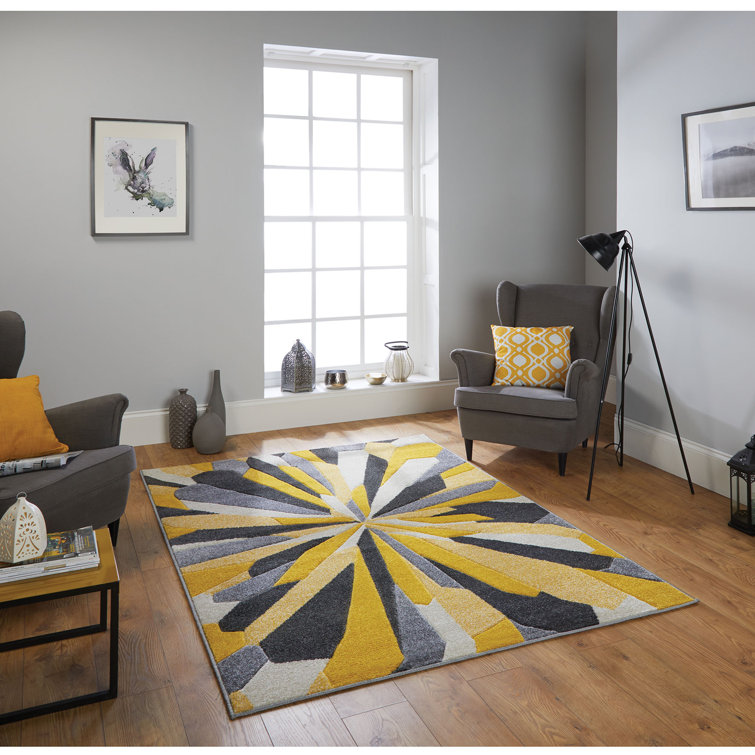 Wade Logan Galiano Flatweave Grey/Yellow/White Rug & Reviews Wayfair